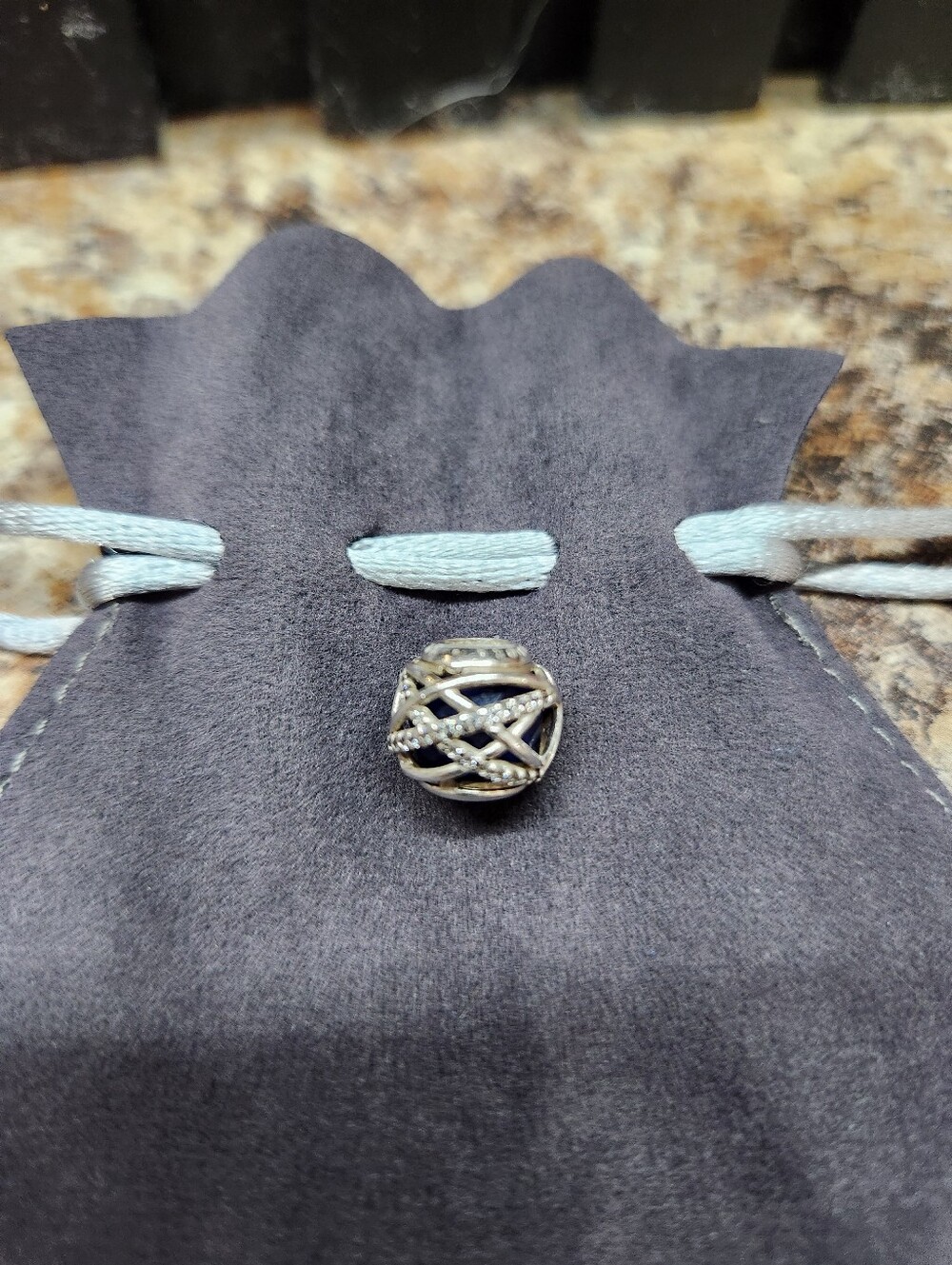 Pandora- Blue Enamel CZ SS Galaxy Charm- RETIRED